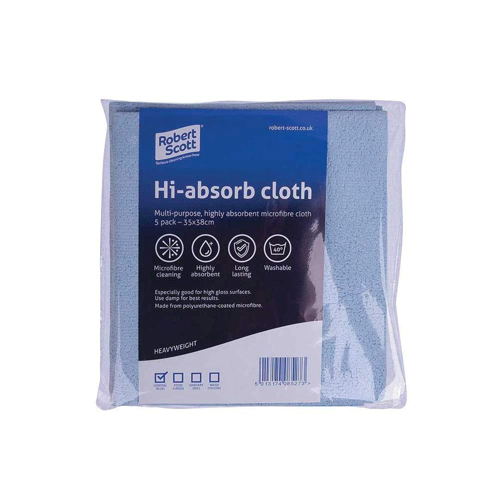 Robert Scott Hi-Absorb Microfibre Cloth Blue (5 Pack) 103986BLUE