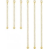 6 Pcs Gold Necklace Extenders for Women Non Tarnish Gold Bracelet Chain Extenders Set, Extensions 2 Inch, 4 Inch Bracelet Anklet Extender