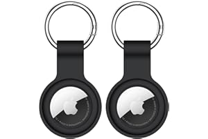 LLYZZ 2 Pack for AirTag Holder with Keychain, Silicone Air Tag Case Designed for Apple Air Tag, Portable Air Tag Keychain Accessories for Keys, Dogs, Cats, Luggage, Bags and More, Black