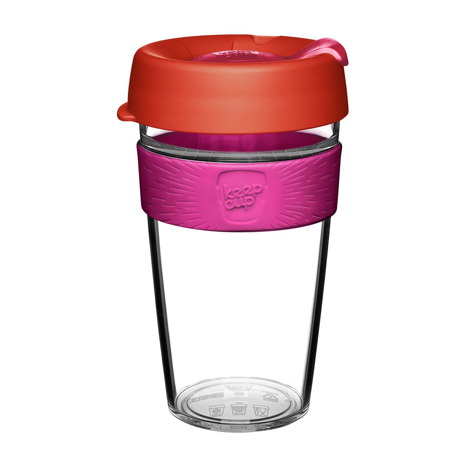 KeepCup Original Clear, Reusable Plastic Coffee Cup | Splashproof Lid, BPA Free, Barista Grade | Large | 16oz / 454ml | Daybreak, Pink — image 1