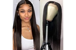 JUBOTIN 26 Inch Lace Front Wig Human Hair Straight HD Lace Closure Wigs Human Hair Straight 180% Density Pre Plucked Closure Wig Straight 4X4 Straight Human Hair Wig Glueless Wigs for Black Women