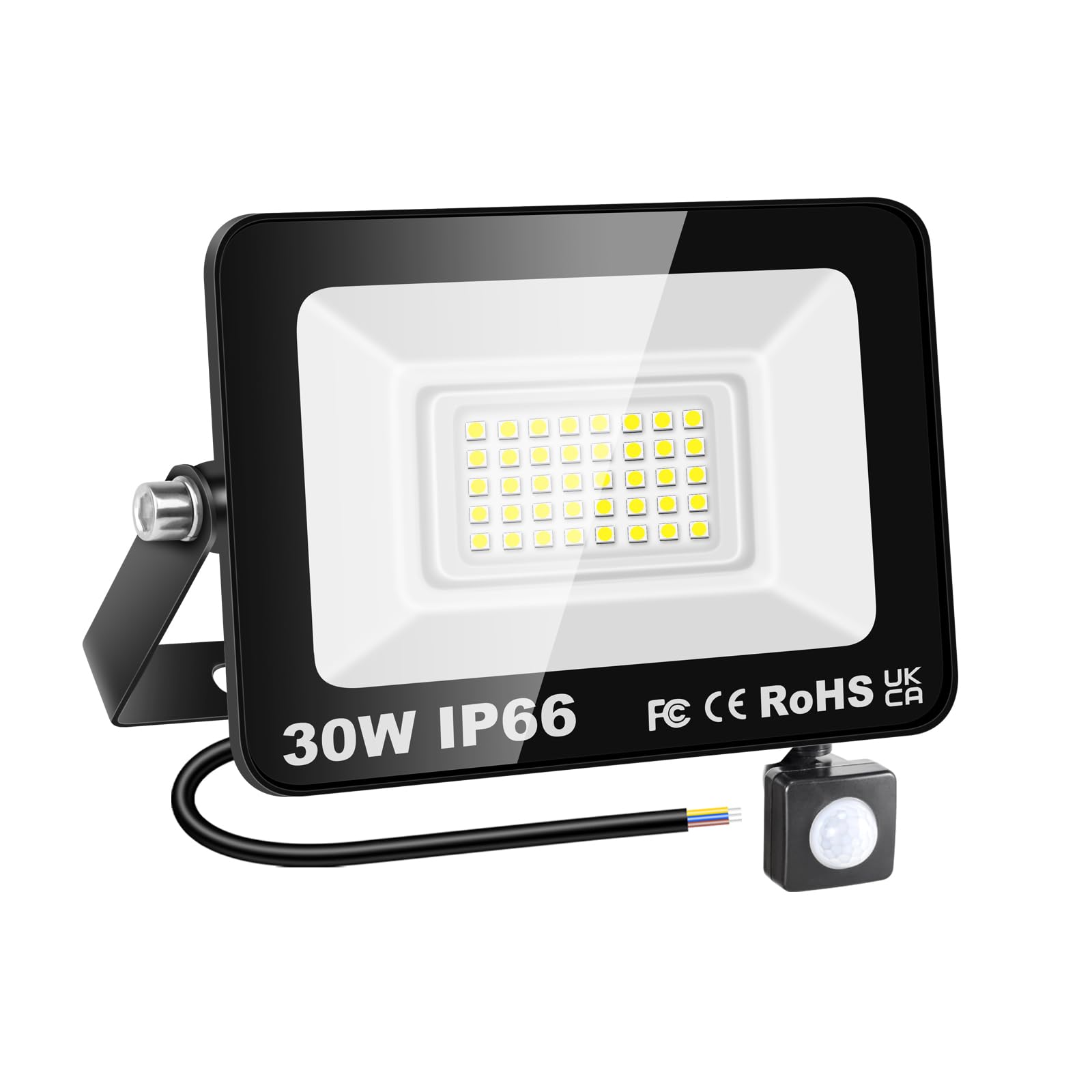 RIGIDON 30W Motion Sensor Light Outdoor 3000LM Super Bright LED Flood Outdoor Lights 6000K Daylight White IP66 Waterproof Security Lights for Garden, Garage, Yard, Sports Ground, Patio, Pathway Porch