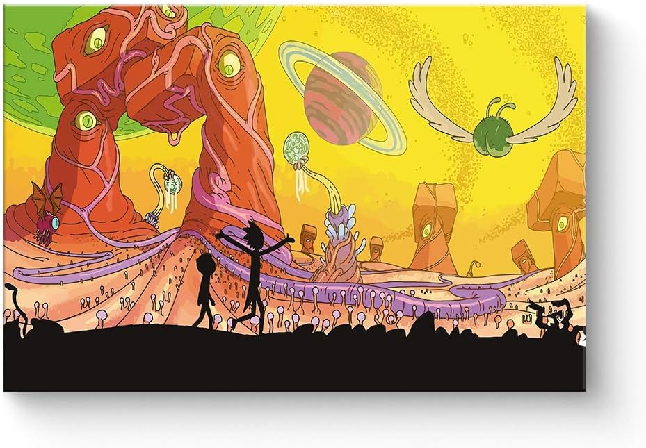 HAOSHUNDA HSD Wall Art Rick and Morty Posters On Canvas Oil Painting Posters and Prints Decorations Wall Art Picture Living Room Wall Ready to Hang 12" x 18" 16" x 24" (16"x24"x1, Artwork-14)