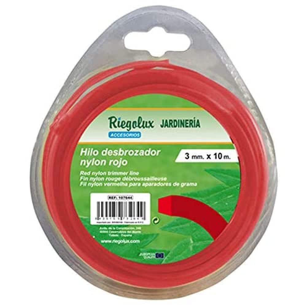 Riegolux 107673 Nylon Square Trimmer Thread, Red, 3.3 mm x 10 m