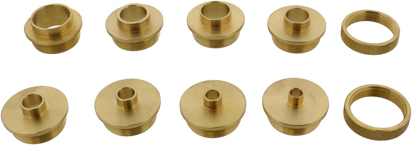 DCT Brass Router Template Guides Bushing 10-Piece Set & Black Carrying Case - Porter-Cable Guide Bushings 5/16 to 1in - - 