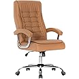 Hoxne Executive Office Chair Adjustable Leather Chair High Back Swivel Office Desk Chair with Padded Armrest 350lbs Load-Bearing Spring Seat Computer Desk Chair for Home Office (Khaki)