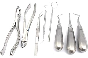GS ONLINE 8 PCS Basic Dental EXTRACTING Extraction Forceps Elevators Set KIT by G.S ONLINE STORE