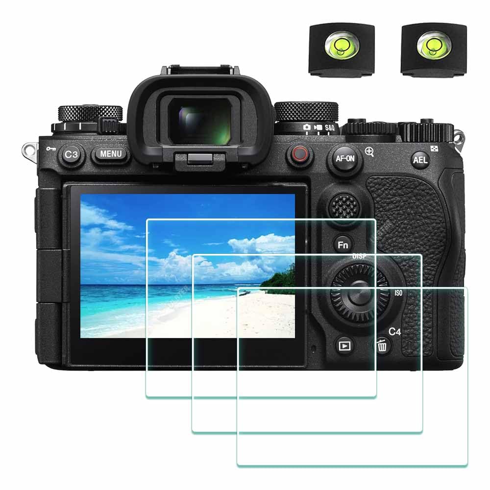 ULBTER [3 Pcs] Screen Protector Appliable for Sony Alpha A1 II / A9 III A1II A9III A9M3 Camera & Hot Shoe Cover 0.3mm 9H Hardness Glass Screen Saver Anti-Scrach Anti-Bubble