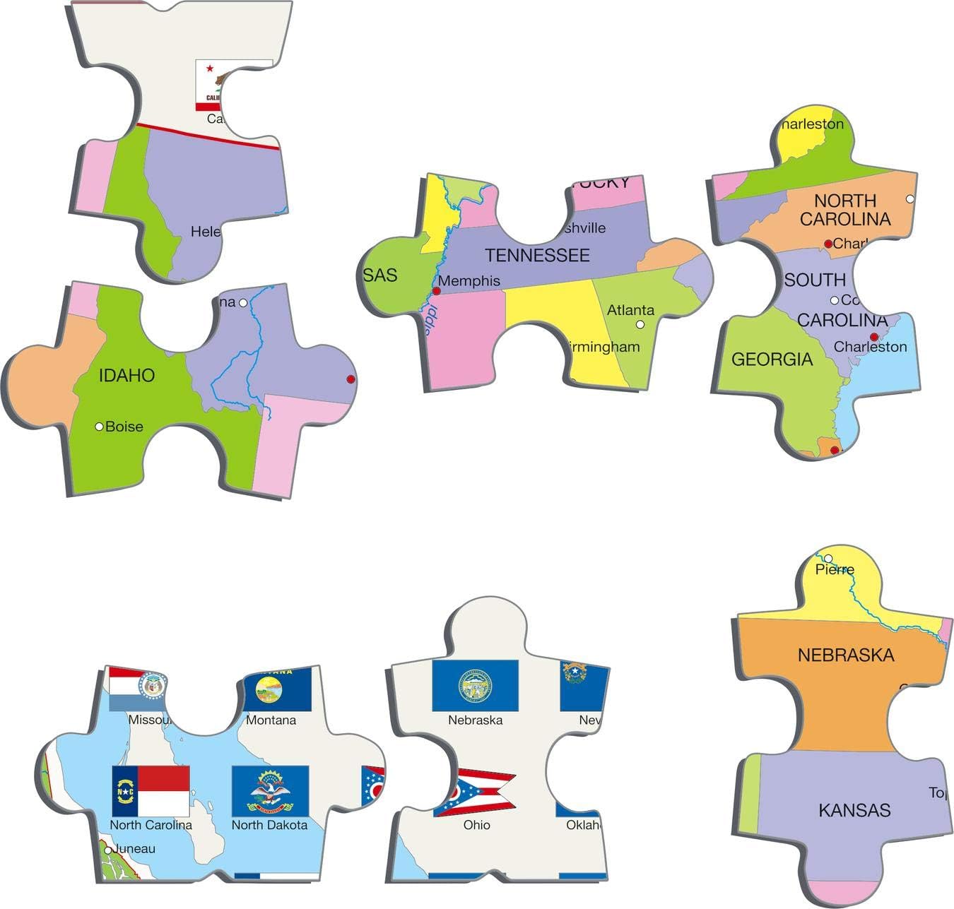 Larsen K12 United States Political Map, 48-Piece Boxless Tray Jigsaw Puzzle, Educational Geography Learning for Kids Age 4+ - Image 4