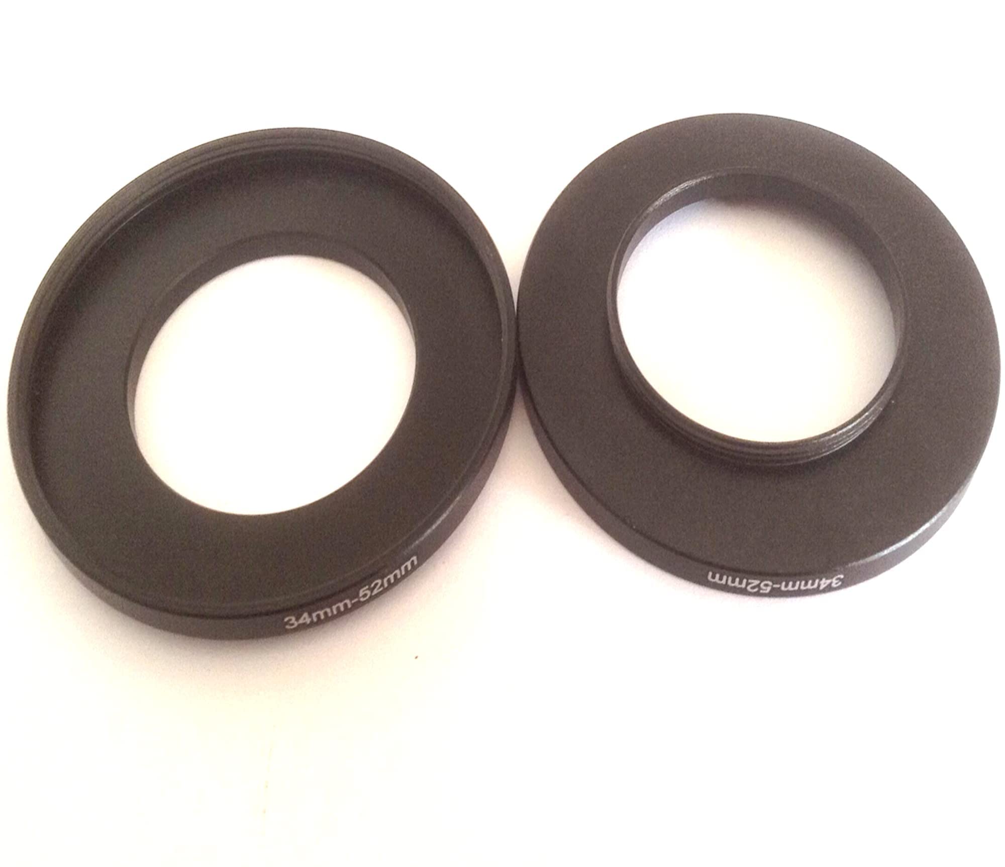 2x Adapter 34mm To 52mm Size Step Up Rings Digital Camera Lens 34-52mm Filter Aperture Switch Ring Photo Picture Connector Adjust Connect-ing 34-52 Photo-graphy Parts Screws Accessories