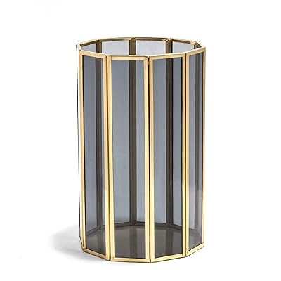 Buy Hurricane Pillar Candle Holder Faceted Smoke Glass Brass Frame 5 Inch Wide X 12 Inch Tall Home Decor Or Wedding Table Centerpiece Fits 4 Inch Diameter Candles Online In Kuwait B08vrzx5g6