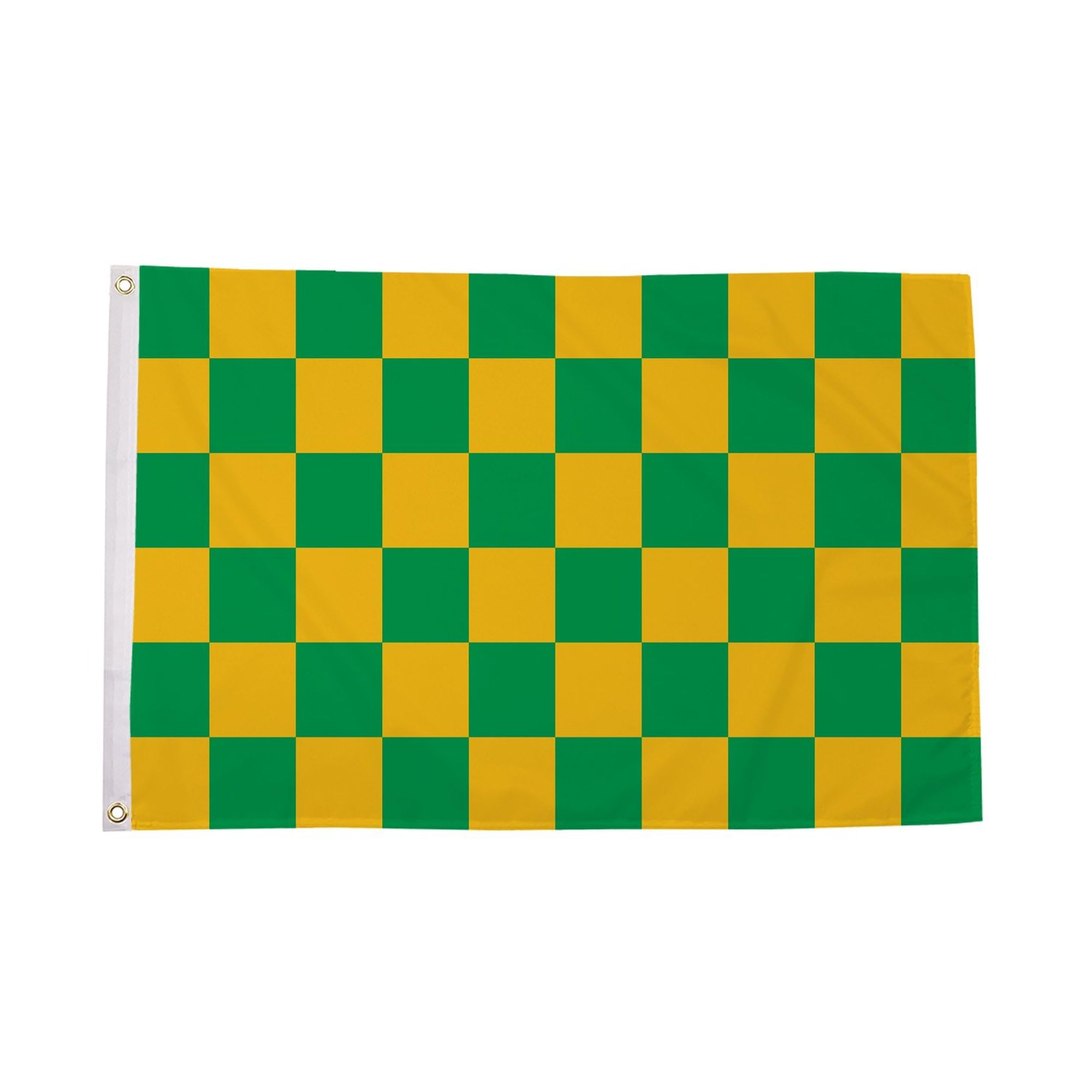 Flagtex Checkered Flag Green Yellow Small 3ft x 2ft (90cm x 60cm) - Racing Flags Compact Size, Team Flags for Garden Poles, Motorsport Racing Decorations