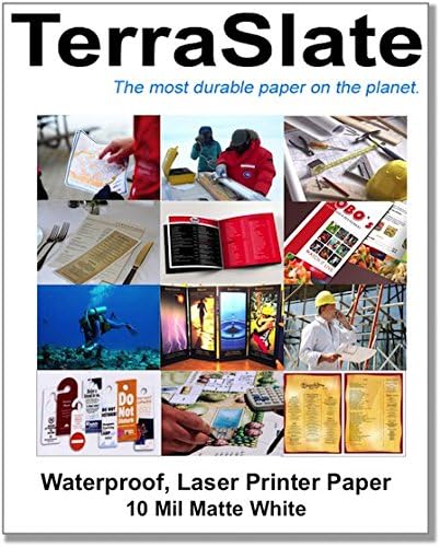 TerraSlate Paper 10 mil Heavy Stock Waterproof Laser Printer/Copy Paper 8.5" x 11" 100 Sheets