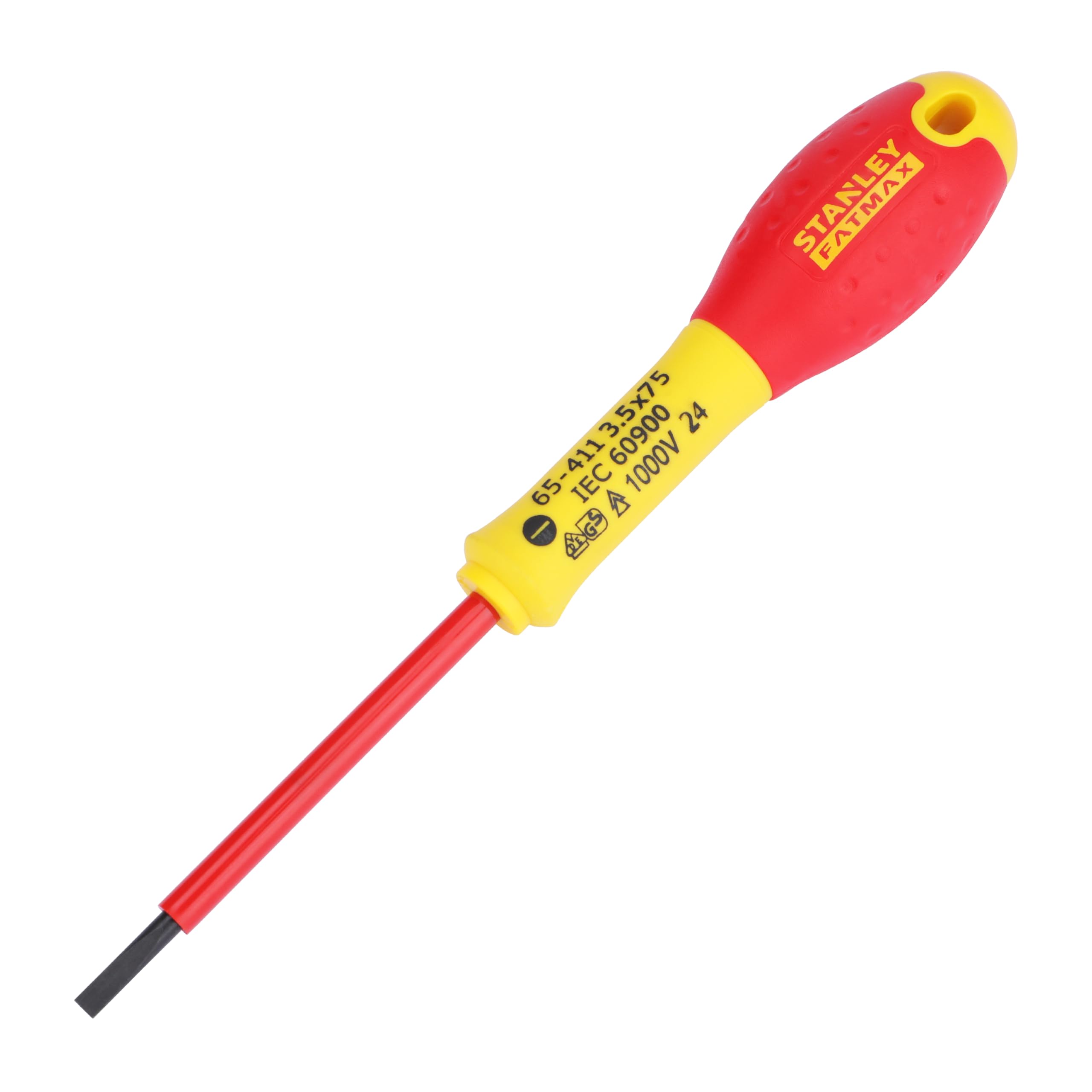 Stanley 0-65-411 Fat Max Screwdriver Insulated Slotted 3.5X75Mm-Red And Yellow, Red/Yellow