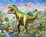 LPRTALK DIY 5D Diamond Painting Kit, Round Drill Crystal Rhinestone Embroidery Cross Stitch Arts Craft Canvas Supply Kit for Adults and Kids Christmas New Year Gift Tyrannosaurus Rex 10X12 inches