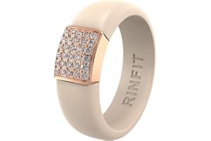 Rinfit Womens Silicone Wedding Ring - Engagement Ring for Women - Promise Rings for Her with Cubic Zirconia Stones - Patented Design
