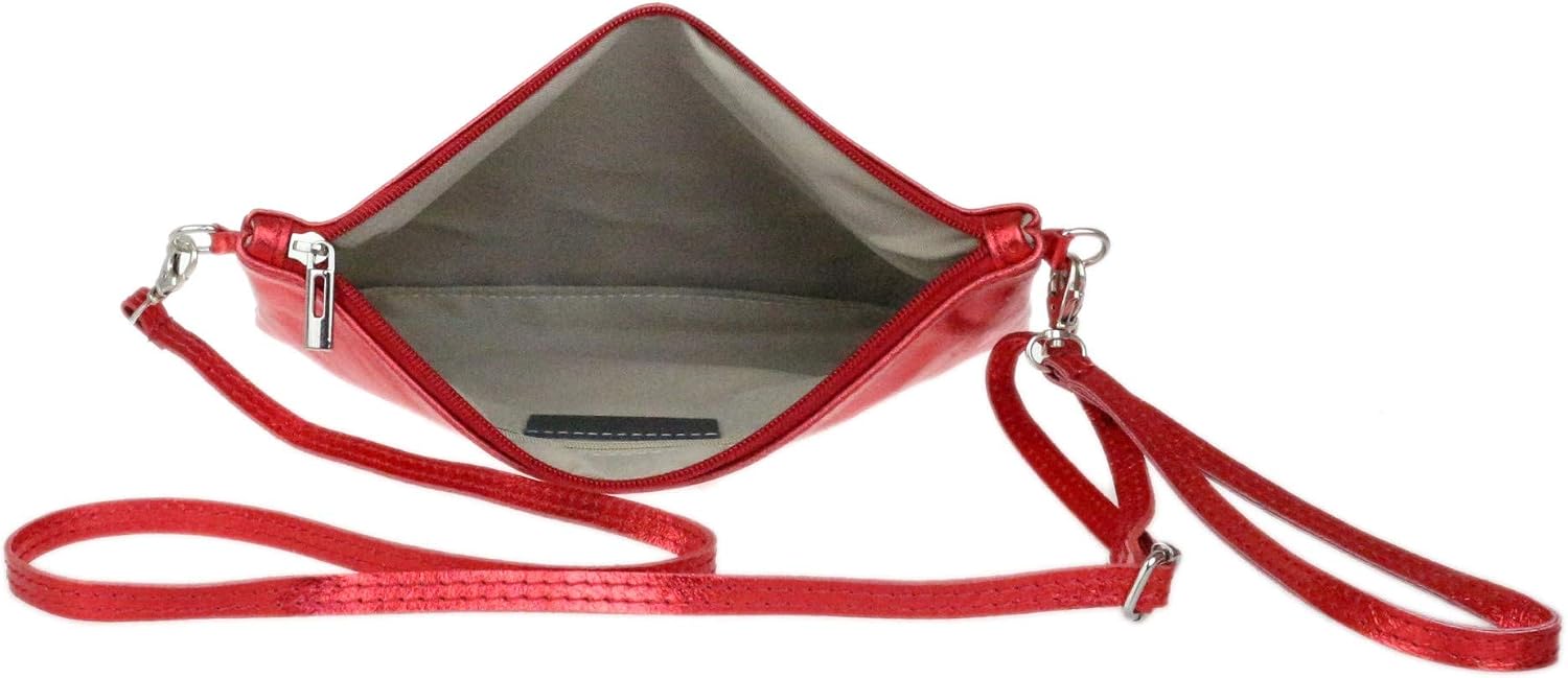 Girly Handbags Italian Snake Skin Metallic Leather Clutch Bag - Image 5
