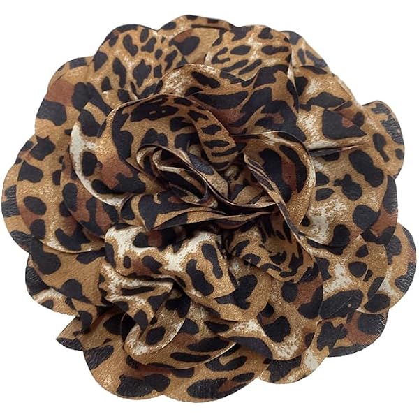 Large Satin Leopard Rose Flower Brooch Pin - Handmade Extra Big Camellia Floral Lapel Pin For Dresses & Suits - View #3