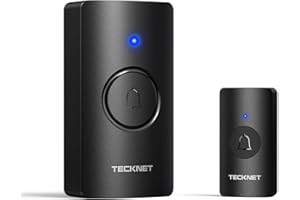 TECKNET Wireless Doorbell 1300FT, IP67 Waterproof Classroom Doorbell Battery-Powered Door Bell, 60 Chimes 5-Level Volume, 4.5-year Battery Life, Electric Doorbells No Plug-in Required for Home