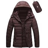 ASPO Women's Packable Puffer Jacket Lightweight Waterproof Warm Full Zip Quilted Winter Coat with Hood