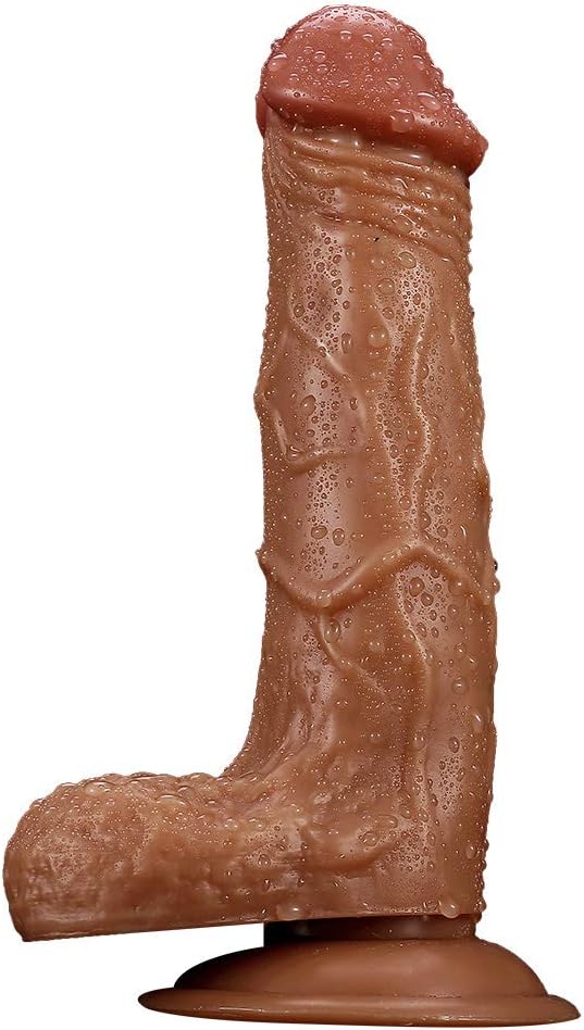 Dihouse Brown Soft Silicone Lengthen Oversize 10 Inch S'uc-Tion Cup Dìdlõs Ma'ssa-ger for Couple