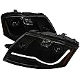 Spec-D Tuning Black Smoke LED Light Bar Projector Headlights Compatible with 1999-2006 Audi TT, Left + Right Pair Headlamps Assembly