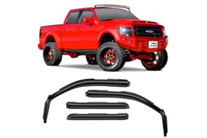 Voron Glass in-Channel Extra Durable Rain Guards for Trucks Ford F-150 2009-2014 SuperCrew, Window Deflectors, Vent Window Visors, 4 Pieces - 220014