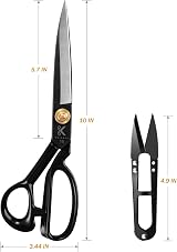Homlynn 10 Inch Fabric Scissors Right-Handed Tailor's Shears Black view 4
