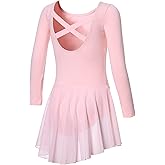 DIPUG Ballet Leotards for Girls Dance Leotard Long Sleeve Girls Dance Dress