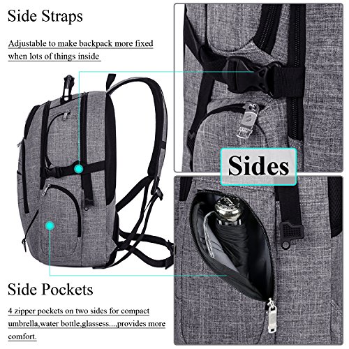 Laptop Backpack 18.4 Inch,SOCKO Nylon Water-Resistant Durable Travel Bag Hiking Knapsack Rucksack Backpack College Shoulder Back Pack for 18-18.4 Inches Laptop Notebook Computer,Grey