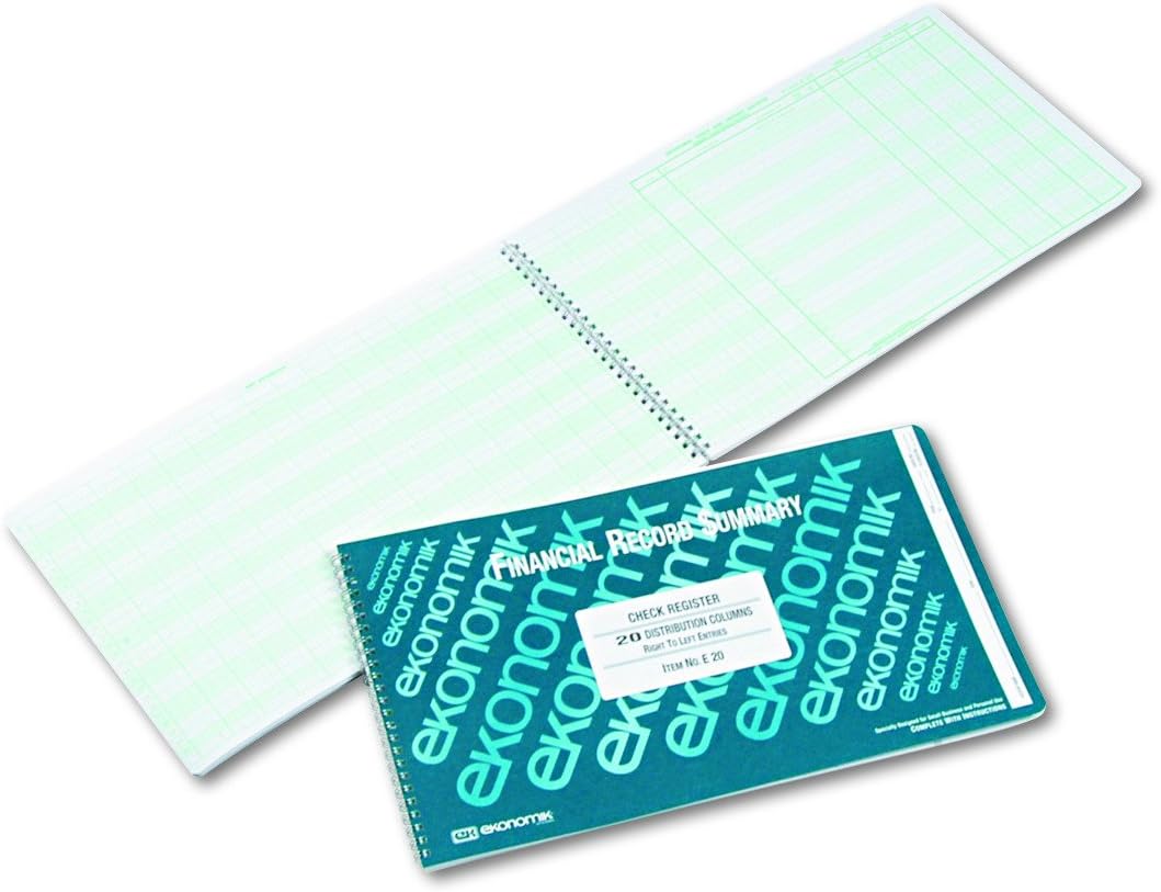 Ekonomik E20 Wirebound Check Register Accounting System, 8 3/4 x 14 3/4, 40 Pages : Office Products