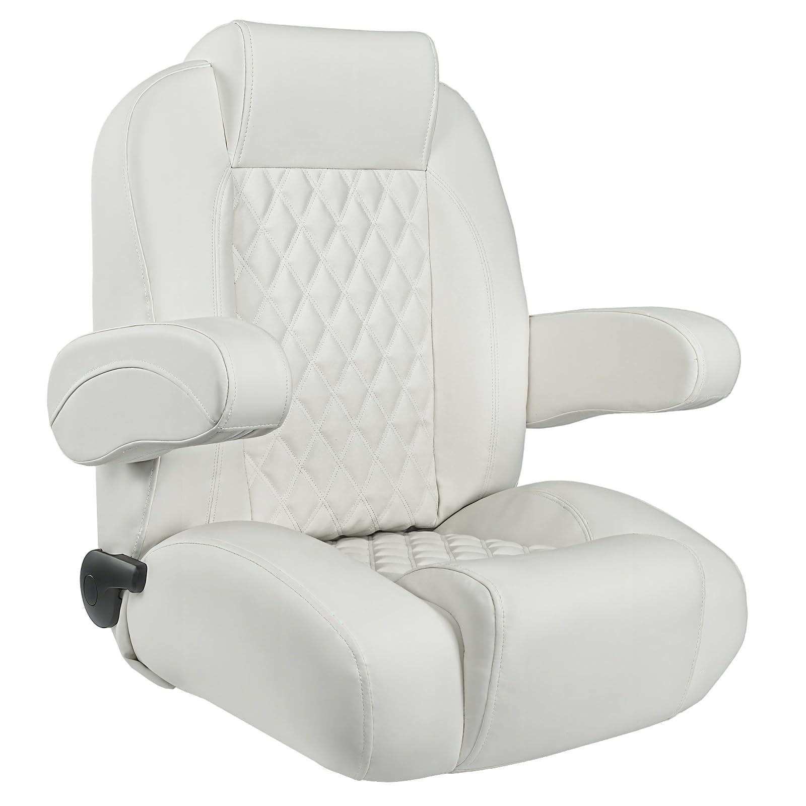 Photo 1 of Leader Accessories High Back Luxury Reclining Pontoon Captains Chair Bucket Boat Seat Yacht Seat with Armrests (B-White)