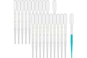 ESHATO 3ML Disposable Plastic Transfer Pipettes, Calibrated Dropper Suitable for Science Laboratory, DIY Art (100 Pieces)
