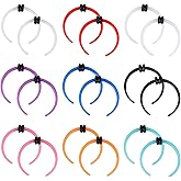 Longbeauty Acrylic Pincher Tapers 16G Septum Ring C Shape Buffalo Septum Stretching Kit Nose Rings Piercing Jewelry with Black O-Rings