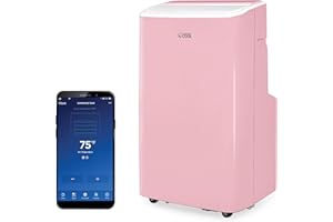 COMMERCIAL COOL Portable Air Conditioner, Dehumidifier & Fan, Portable AC 9,000 BTU Bedroom AC Unit with 2 Remote Controls & Covers up to 400 Sq. Ft., Alexa & Wifi Enabled, Smart Air Conditioner, Pink