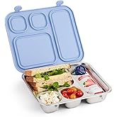 Elk and Friends Kids Stainless Steel Bento Box with Silicone Lid | Leak-proof | Toddler Lunch Container | 4 Compartments | Dishwasher Safe