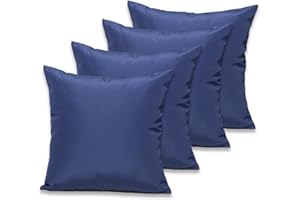 SUSIE'S GARDEN Outdoor Waterproof Throw Pillow Covers 18x18 Set of 4 Decorative Navy Patio Furniture Cushion Covers Outside Decor for Couch Garden Bench Tent Balcony Sofa