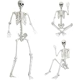 SUNREEK Posable Halloween Skeletons - 5.4ft & 3ft Full Body Bones With Movable Joints For Spooky Decor, Party Props