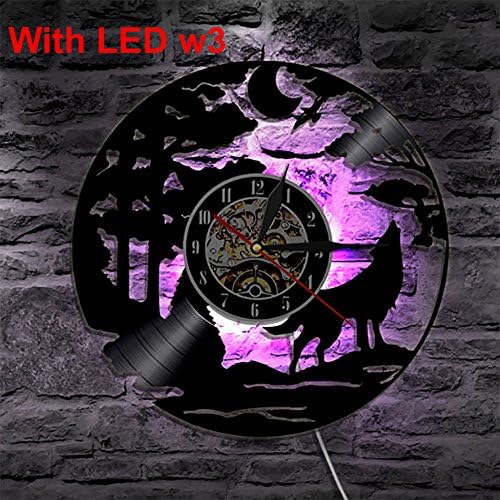 ACHZX Wolf Animals LED Lighting Color Changing Wall Clock Light Remote Control LED Backlight Modern Cool Interior Decor