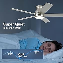 POCHFAN 52 Inch Brushed Nickel Ceiling Fans with