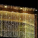 Curtain Icicle Lights, AGPtEK 3M X 3M 8 Modes Warm White Fairy String Lights for Christmas Wedding Home Garden Outdoor Window (300 LED)