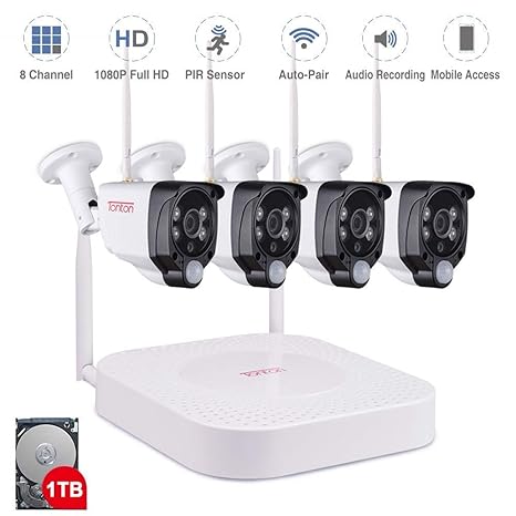 ?Mikrofon & PIR Sensor? Tonton 8CH Full HD 1080P Audio Überwachungskamera mit Audioüberwachung 1TB Festplatte 8CH Recorder mi