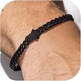 Bandmax Mens Hip Hop Cuban Link Bracelets 5/7/9/12MM Stainless Steel Miami Curb Chain Bracelet Silver/Gold Plated/Black Wristlet Chains for Men 7"-9"