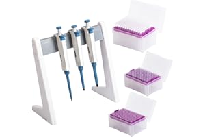 Huwazine Micropipette kit, 0.5-10ul 10-100ul 100-1000ul, Adjustable Single Channel Pipette, 3 Pieces, Pipette Stand, 3 Racks of sterile Pipette Tips (SC Pipettors-3pcs-Set A)