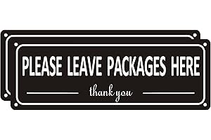 BAGSTAR Leave Packages Here Sign Metal, (2 Pack) Package Delivery Sign Instructions, 10" x 3.5" Leave Packages Sign for Front Door, Aluminum Outside Signs, Rust free, Fade Resistant,Weatherproof (Package Delivery Sign-01A)