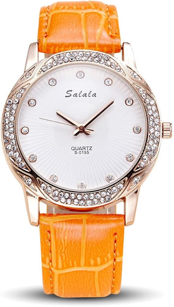 Amazon ファッション女性は電子腕時計を石英 オレンジ レディース腕時計 腕時計 通販