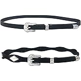 Sopopal 2 Pack Black Leather Cowboy Hat Bands for Men & Women, Replacement Hat Bands for Cowboy Hats, Fedora Hats