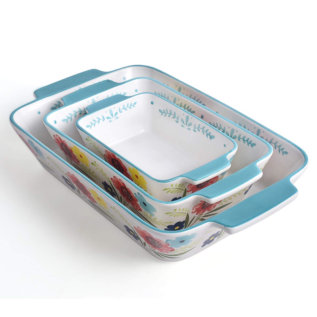 KINGSBULL HOME Baking Dish Ceramic Casserole Dish Baking Set 3-pcs Bakeware Sets Lasagna Pan Baking 