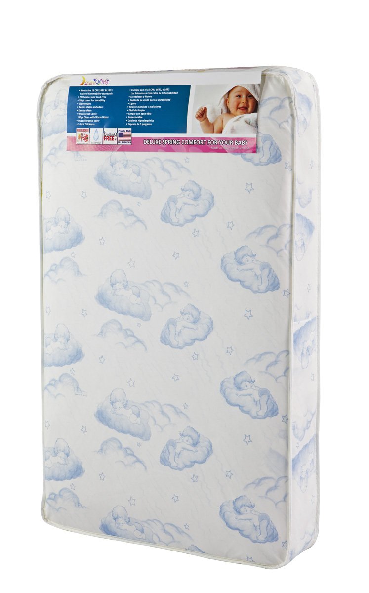 Dream On Me5" Inner Spring Play Yard Mattress, White/Blue