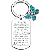 Bonus Daughter Gifts Stepdaughters Gift from Stepmom Daughter in Law Birthday Gifts from Mother in Law To My Bonus Daughters Keychain Daughters Birthday Graduation Christmas Stocking Stuffers